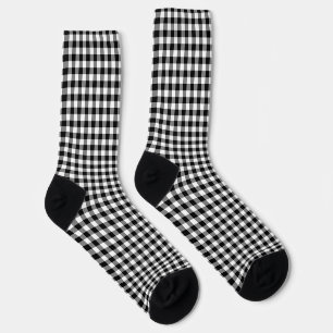 Calcetines Negro y blanco de tamaño mediano de Gingham Cheque