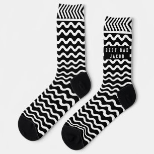 Calcetines negros blancos personalizados con nombr