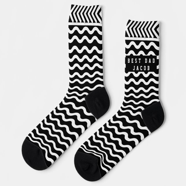 Calcetines negros blancos personalizados con nombr (Izquierda)