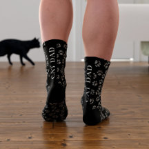 Calcetines negros con estampado de huellas de gato