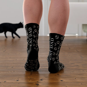 Calcetines negros con estampado de huellas de gato
