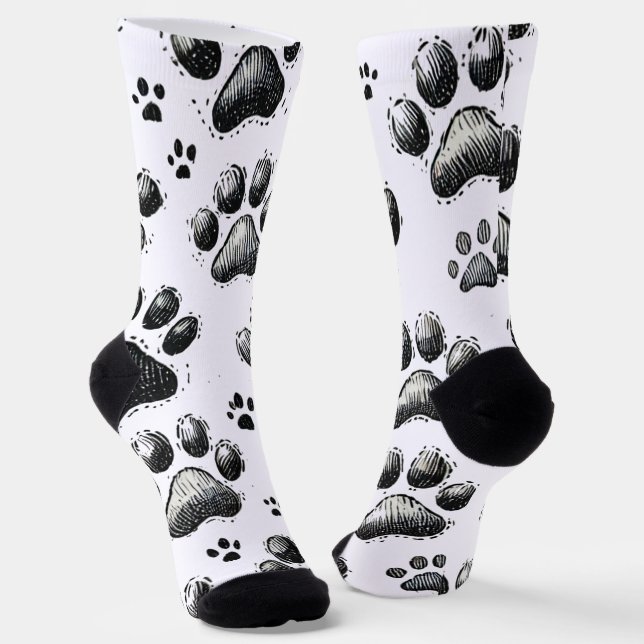 Calcetines negros con estampado de huellas de gato (Angular)