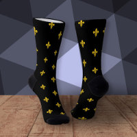 Calcetines negros con flores de oro de Lis