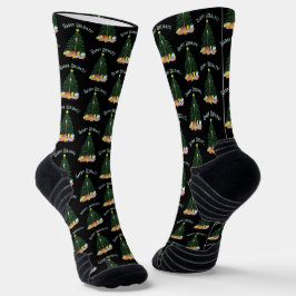 Calcetines negros de tripulación de árbol de Navid