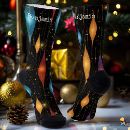 Calcetines negros de vacaciones elegantes con llam