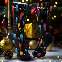 Calcetines negros elegantes con acentos de color e