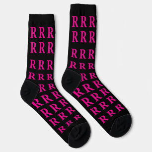 Calcetines negros rosados con inicial de monograma