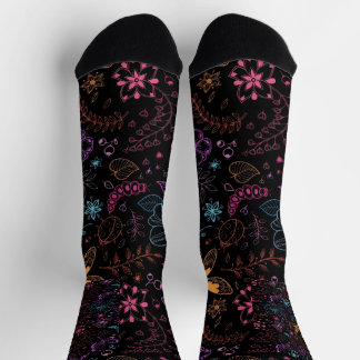 Calcetines Neon Floral Butterfly Crew Socks