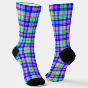 Calcetines Neón multicolor brillante con un patrón a cuadros