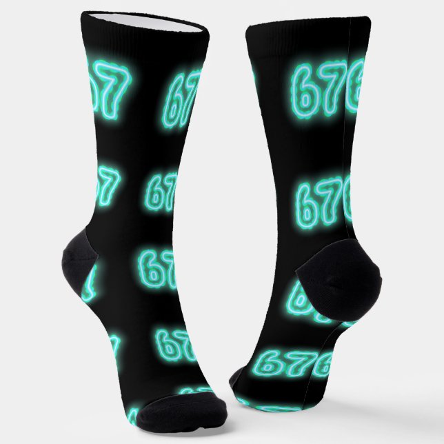 Calcetines Neon Number 67 Socks, 6-7 Meme Gift, 6-7 Socks (Angular)