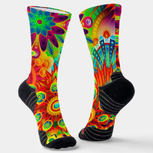 Calcetines Neon Psychedelic Resumen Guay Cute Fractal