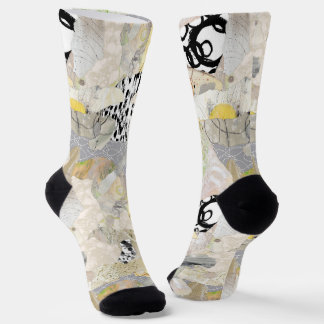 Calcetines Neutral Elegant Abstract Collage Design