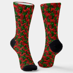 Calcetines Nieve de Navidad en Rojo y Verde