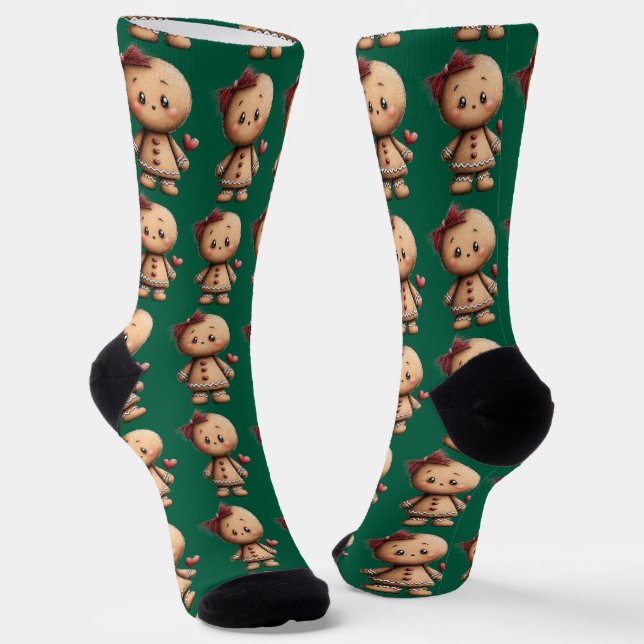 Calcetines Niña de pan de jengibre de Navidad (Angular)