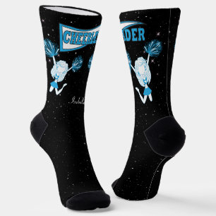 Calcetines Niña porrista azul bebé y blanca