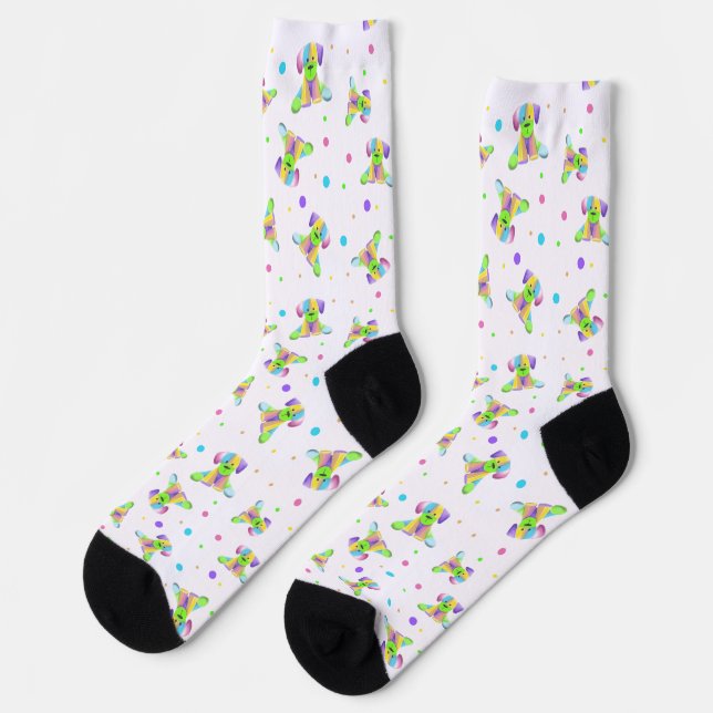 Calcetines niños arcoíris perro cachorro lunares brillantes c (Izquierda)