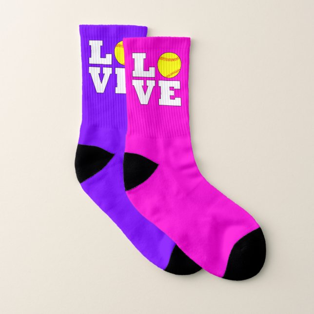 Calcetines Niños Fastpitch Softball Amor Personalizado Calcet (Par)