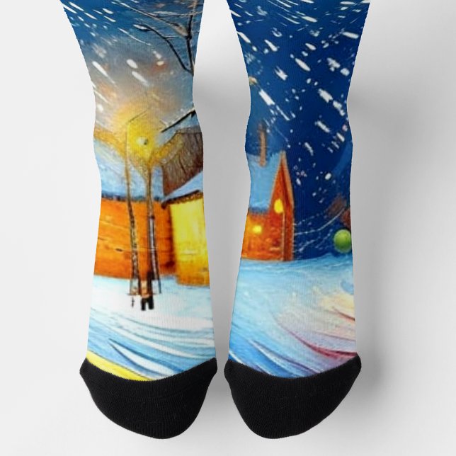 Calcetines Noche de navidades en el pueblo rural (Subido por el creador)