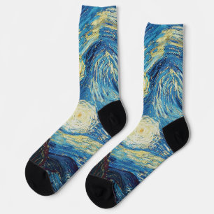 Calcetines Noche estrellada de Van Gogh Vinatge Azul Obra Mae