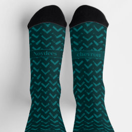 Calcetines Nombre Chevron Verde Oscuro y Turquesa