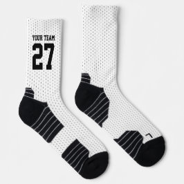 Calcetines Nombre de equipo deportivo número blanco negro pun