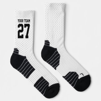Calcetines Nombre de equipo deportivo número blanco negro pun