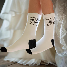Calcetines Nombre de la novia Boda de fecha lazos de novia bl