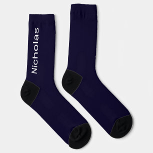 Calcetines Nombre de monograma personalizado Marina mínima mo