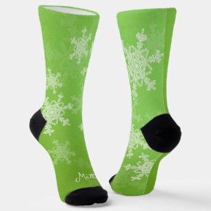 Calcetines Nombre de Navidades Minimalistas de copos de nieve