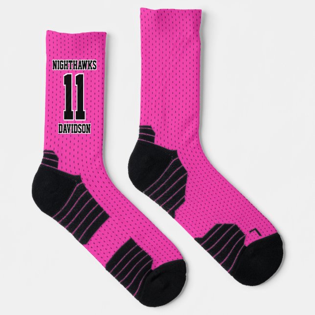 Calcetines Nombre de número de equipo Deportes con puntos ros (Derecha)