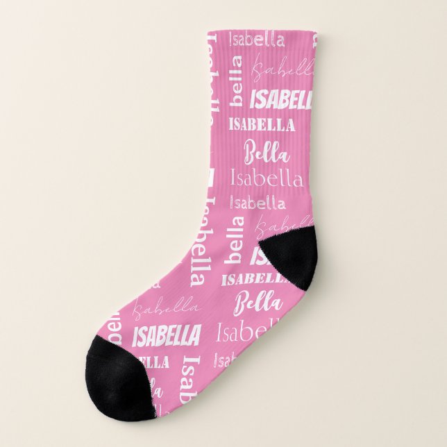 Calcetines Nombre del Chica Rosa Girly personalizado (Parte exterior derecha)