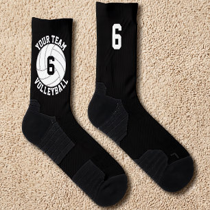 Calcetines Nombre del equipo de voleibol personalizado y núme