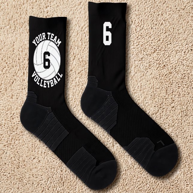Calcetines Nombre del equipo de voleibol personalizado y núme (Volleyball team socks with custom volleyball team name and player numbers. For practice and games!)