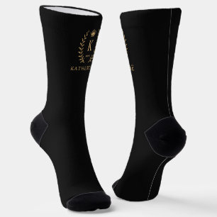 Calcetines Nombre del personalizar y Monograma inicial de oro