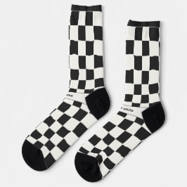 Calcetines Nombre elegante atemporal Negro y Blanco a Cuadros