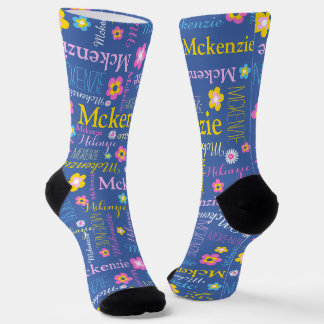 Calcetines Nombre McKenzie de los chicas amarillos azules