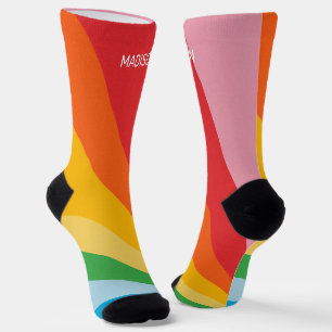 Calcetines Nombre personalizado Colores arcoiris