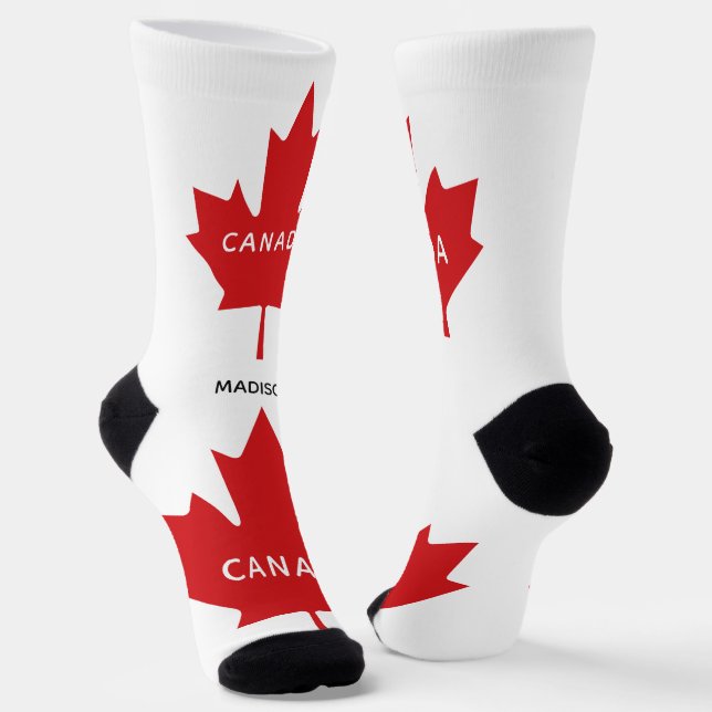 Calcetines Nombre personalizado de hoja de arce de Canadá (Angular)