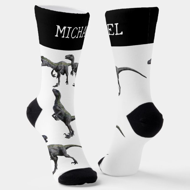 Calcetines Nombre personalizado de los dinosaurios Raptor de  (Angular)