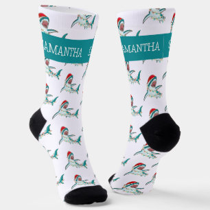Calcetines Nombre personalizado de los navidades Tiburón Sant