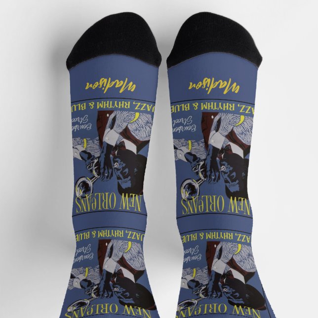 Calcetines Nombre personalizado de New Orleans Music (Arriba)
