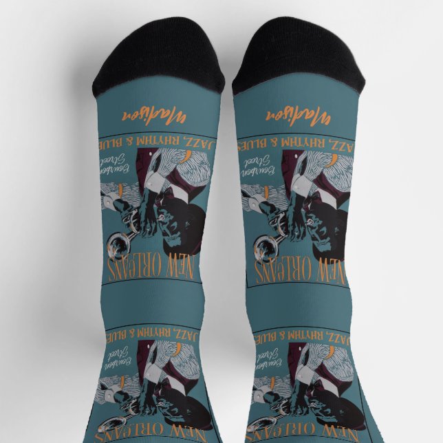 Calcetines Nombre personalizado de New Orleans Music (Arriba)