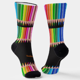 Calcetines Nombre personalizado de Pencillos de color