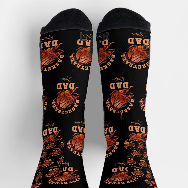 Calcetines Nombre personalizado del baloncesto papá padre día (Arriba)