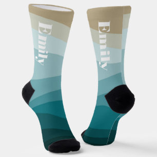 Calcetines Nombre Personalizado Diseño de Rayas Re