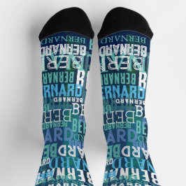 Calcetines Nombre personalizado en tonos azules costeros