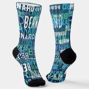 Calcetines Nombre personalizado en tonos azules costeros