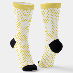 Calcetines Nombre personalizado Fondo blanco Punto de polka a