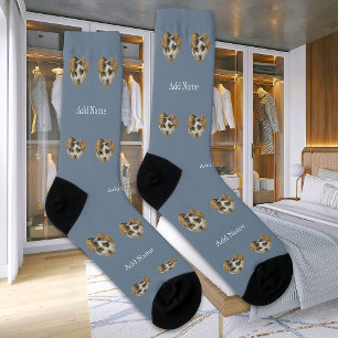 Calcetines Nombre personalizado Foto de perro de gato moderna