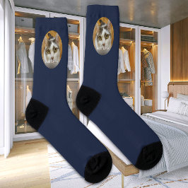 Calcetines Nombre personalizado Foto de perro de gato moderna